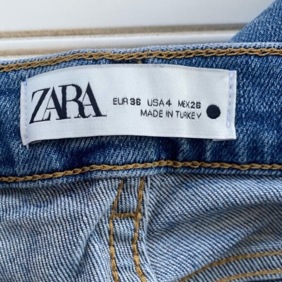 Zara The Slim Boyfriend Style Blue Denim Distressed Jeans Size 4 - Picture 5 of 8